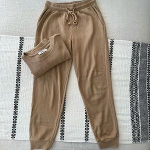 Camel waffle set - top and pant combo